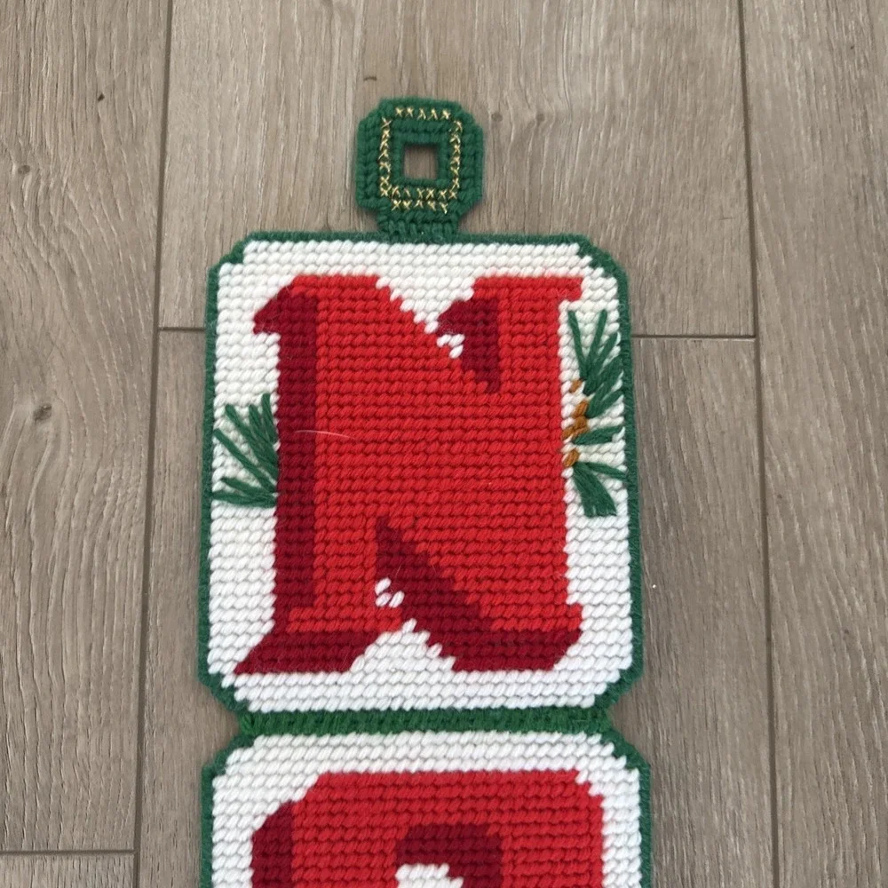 Vintage‎ Completed NOEL Plastic Canvas Needlepoint 37